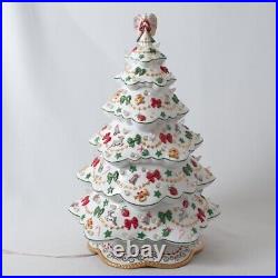 Vintage Danbury Mint Christmas Tree White Porcelain Magic Lighted Holiday 19