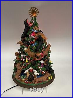 Vintage Danbury Mint Dachshund Christmas Tree 12 Lights Up Plug-in Retired