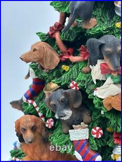 Vintage Danbury Mint Dachshund Christmas Tree 12 Lights Up Plug-in Retired