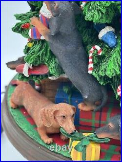 Vintage Danbury Mint Dachshund Christmas Tree 12 Lights Up Plug-in Retired