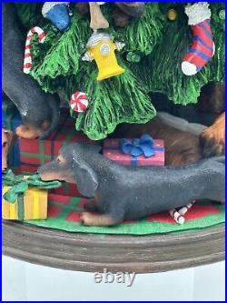 Vintage Danbury Mint Dachshund Christmas Tree 12 Lights Up Plug-in Retired