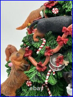 Vintage Danbury Mint Dachshund Christmas Tree 12 Lights Up Plug-in Retired