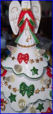 Vintage Danbury Mint White Porcelain Christmas Lighted Christmas Tree 19