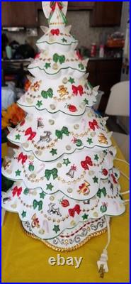 Vintage Danbury Mint White Porcelain Christmas Lighted Christmas Tree 19