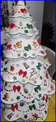 Vintage Danbury Mint White Porcelain Christmas Lighted Christmas Tree 19