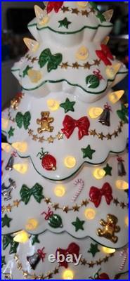 Vintage Danbury Mint White Porcelain Christmas Lighted Christmas Tree 19
