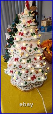 Vintage Danbury Mint White Porcelain Christmas Lighted Christmas Tree 19