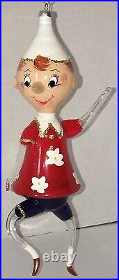 Vintage De Carlini Christmas Tree Ornament ITALY Pinocchio Glitter Very Rare