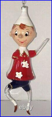 Vintage De Carlini Christmas Tree Ornament ITALY Pinocchio Glitter Very Rare