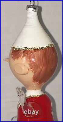 Vintage De Carlini Christmas Tree Ornament ITALY Pinocchio Glitter Very Rare