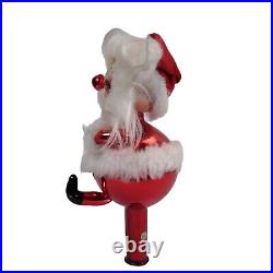 Vintage De Carlini Finial Christmas Tree Topper Blown Glass Santa