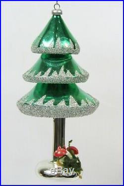 Vintage De Carlini Mercury Glass Christmas 6 TREE w Mushrooms Ornament Italy
