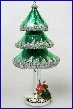 Vintage De Carlini Mercury Glass Christmas 6 TREE w Mushrooms Ornament Italy