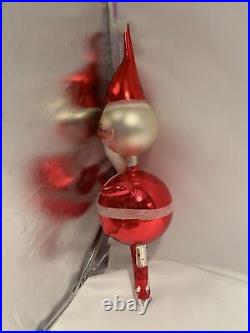 Vintage De Carlini Santa Christmas Glass Tree Topper Finial IOB