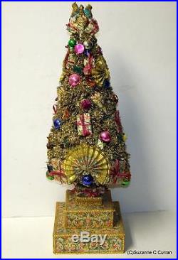 Vintage Designer Multi Colored Mica & Mercury Glass Bottle Brush Christmas Tree