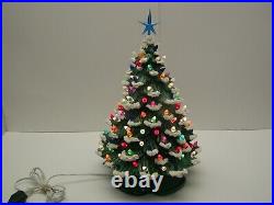 Vintage Dhm Lighted 18 Tall Ceramic Flocked Christmas Tree