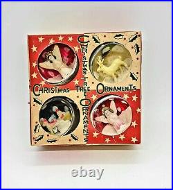 Vintage Diorama Figural Christmas Tree Ornaments Made in Japan