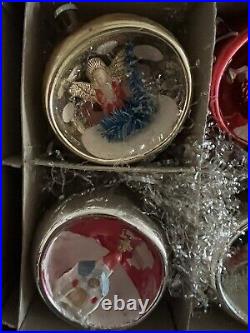 Vintage Diorama Figural Christmas Tree Ornaments Made in Japan With Box