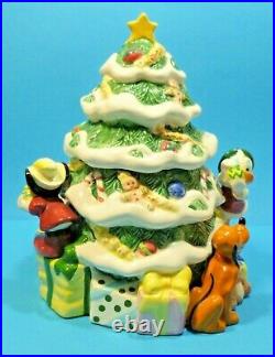 Vintage Disney Christmas Tree Cookie Jar Mickey, Minnie, Donald, Pluto 1990's