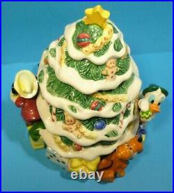 Vintage Disney Christmas Tree Cookie Jar Mickey, Minnie, Donald, Pluto 1990's