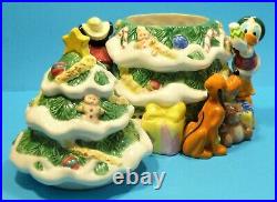 Vintage Disney Christmas Tree Cookie Jar Mickey, Minnie, Donald, Pluto 1990's