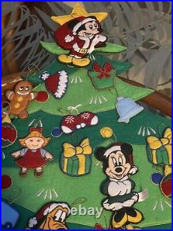 Vintage Disney Mickey Mouse Christmas Tree Cloth Advent Calendar Complete Rare