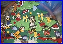 Vintage Disney Mickey Mouse Christmas Tree Cloth Advent Calendar Complete Rare