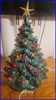 Vintage Doc Holiday Ceramic Christmas Tree Colored Lights 1981 Large