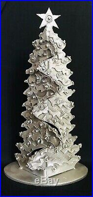 Vintage Don Drumm Pewter MERRY CHRISTMAS Tree, NWT, signed, gallery card