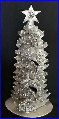 Vintage Don Drumm Pewter MERRY CHRISTMAS Tree, NWT, signed, gallery card