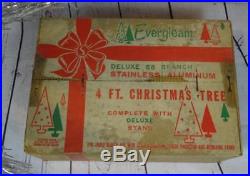 Vintage EVERGLEAM 4' Aluminum Christmas Tree 58 Branch MCM Decor GREAT CONDITION
