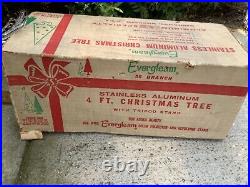 Vintage EVERGLEAM 56 Br. 4 ALUMINUM PomPom Tree with Base Color Wheel & Boxes