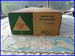 Vintage Early 60's Warren Stainless Metal Christmas Tree with Stand