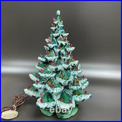 Vintage Early American L. G. Wright Ceramic Lighted Green Christmas Tree 19