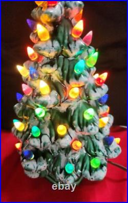Vintage Early American L. G. Wright Lighted Ceramic Green Christmas Tree 12