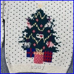Vintage Eddie Bauer Wool Sweater Christmas Tree Holiday Farm Size Medium 1989