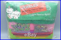 Vintage Edna Looney Jeweled Sequin Felt 12 Days of Christmas Tree Skirt Kit 52