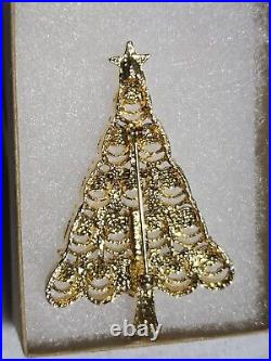 Vintage Eisenberg Ice Christmas Tree Brooch with Colorful Rhinestones, Original