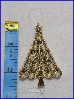 Vintage Eisenberg Ice Christmas Tree Brooch with Colorful Rhinestones, Original