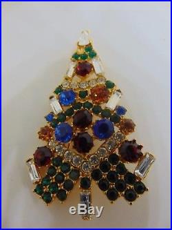 Vintage Eisenberg Ice Christmas Tree Multicolor Brooch Pin