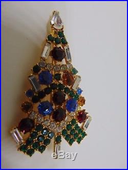 Vintage Eisenberg Ice Christmas Tree Multicolor Brooch Pin