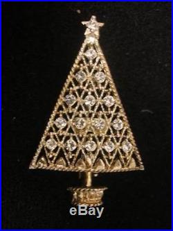 Vintage Eisenberg Ice Rhinestone Christmas Tree Pin