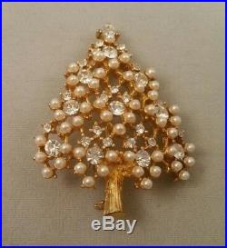 Vintage Eisenberg Ice Rinestone Snowman & Gold Christmas Tree Brooch Lot