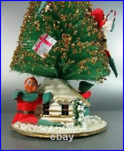 Vintage Elf Tree Christmas Nasco Musical Jingle Bell Bottle Brush Rotating Pixie