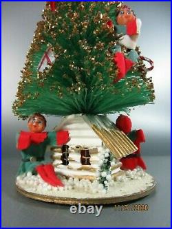 Vintage Elf Tree Christmas Nasco Musical Jingle Bell Bottle Brush Rotating Pixie