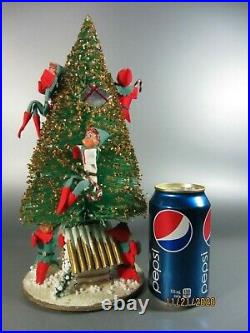 Vintage Elf Tree Christmas Nasco Musical Jingle Bell Bottle Brush Rotating Pixie