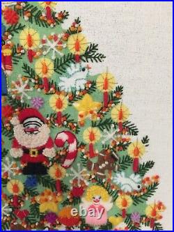 Vintage Embroidery Cruel Needlepoint Framed Christmas Tree