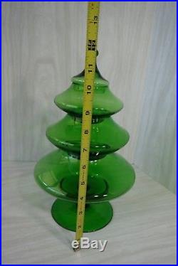 Vintage Empoli 3 Tier Forest Green Glass 12 Stacking Christmas Tree Candy Dish