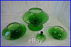 Vintage Empoli 3 Tier Forest Green Glass 12 Stacking Christmas Tree Candy Dish