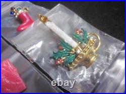 Vintage Enamel Rhinestone Christmas Tree Pin Brooch Earring Designer Jewelry Lot